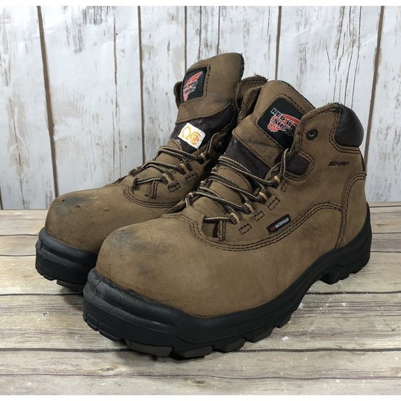 Red Wing Shoes Shoes - Red Wings Shoes King Toe Safety Boots Womens Size 7 Leather #3540 Brown Lace Up